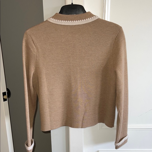 Sezane Camel Cardigan with White Detailing - Picture 5 of 6